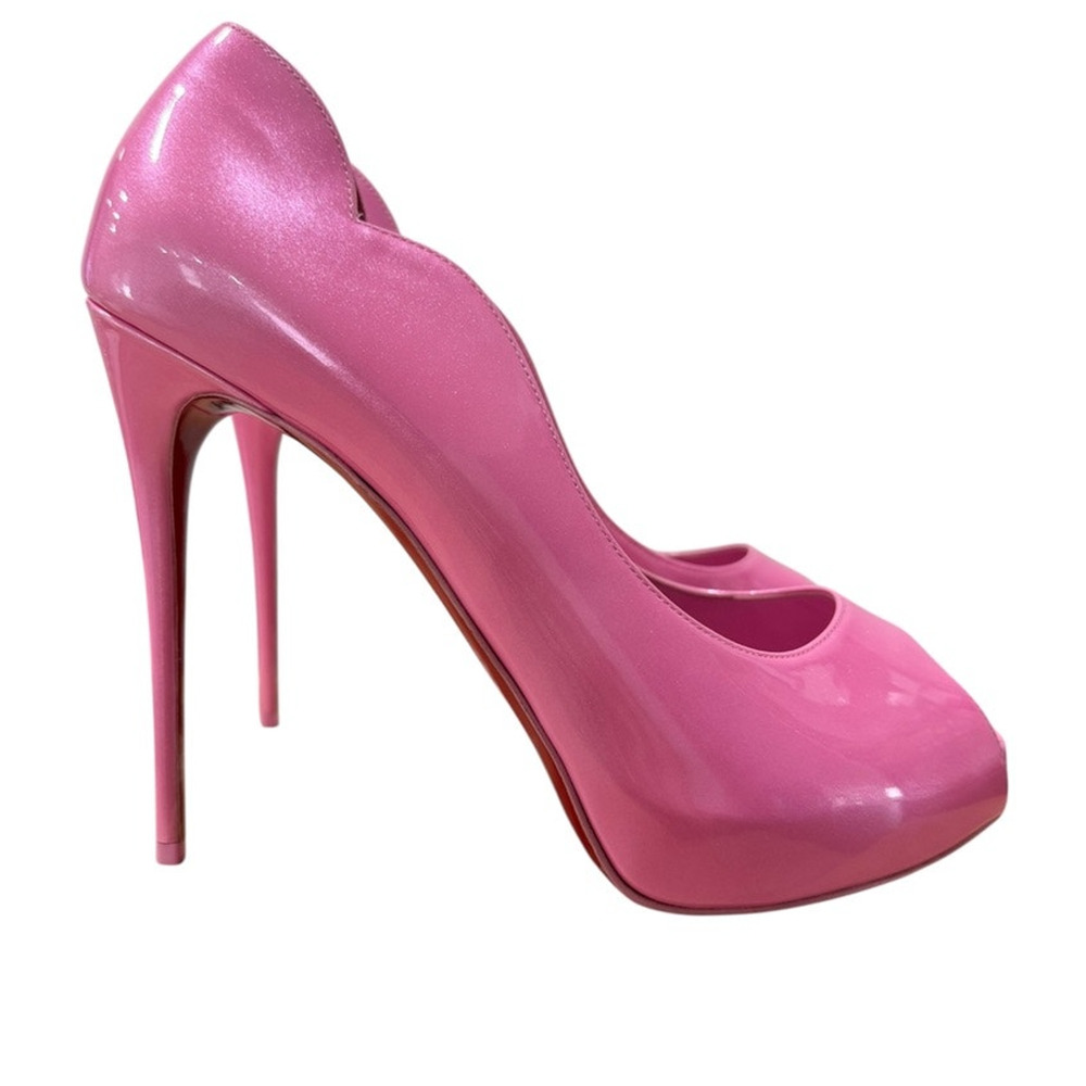 Christian Louboutin Hot Chick Alta 120 Patent Perle Pink 41 Open Toe Pump - Picture 4 of 11